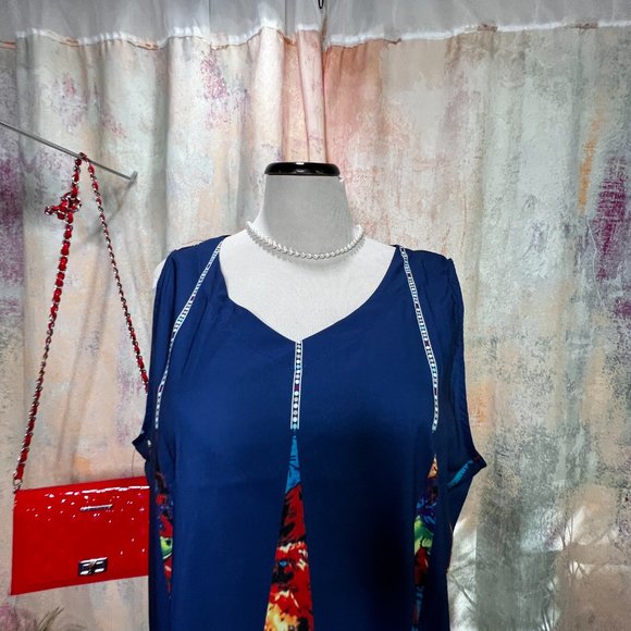 NWOT 📌 Colorful unusually Design  Maxi A-Line Sleeveless Dress - Picture 2 of 14